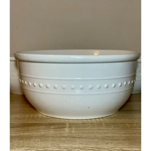 Totally Today White Embossed Nesting Bowls Minimalist French Country Cottagecore - Picture 9 of 11